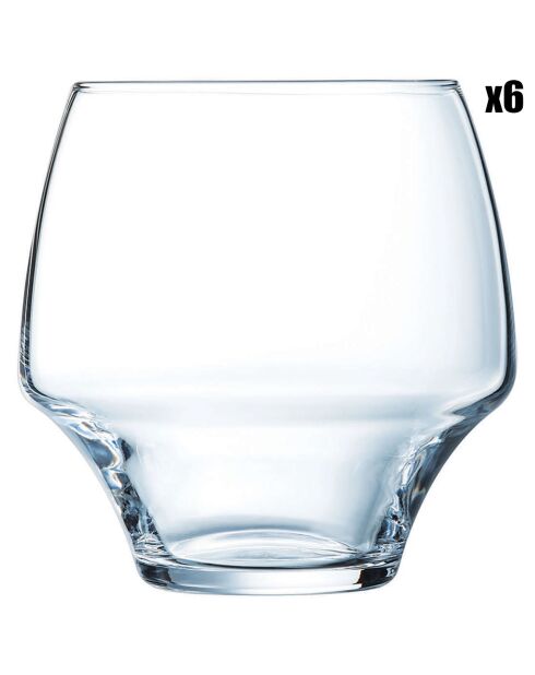 6 Verres bas Open Up transparents - 38 cl