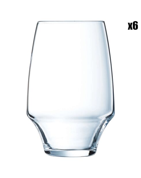 6 Verres haut Open Up transparents - 35 cl