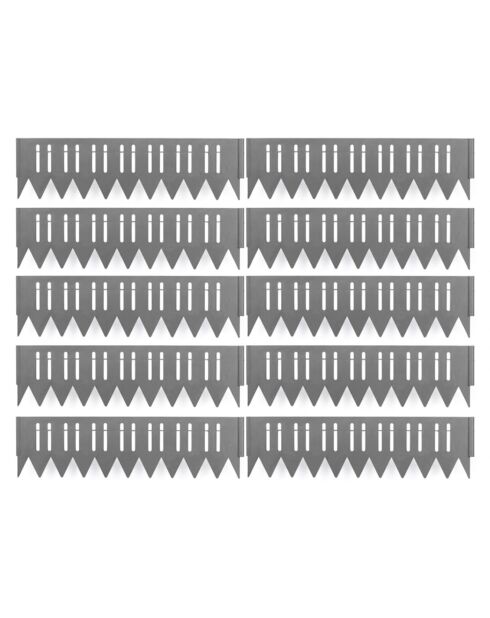 10 bordurettes stop herbe spéciale tonte grises - 50x55x136 cm