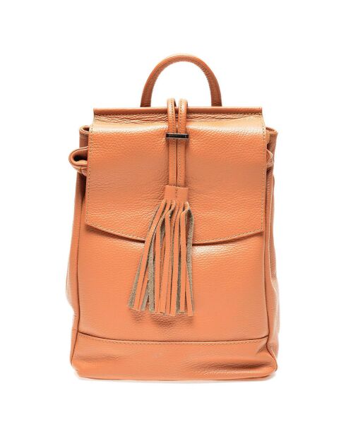 Sac à dos en Cuir Madrid camel - 35x28x13 cm
