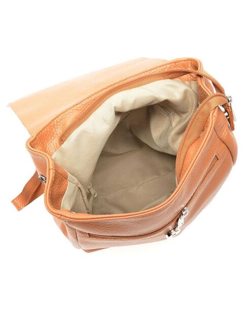 Sac à dos en Cuir Madrid camel - 35x28x13 cm