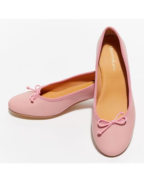 Ballerines en Cuir Albane roses - Talon 4 cm