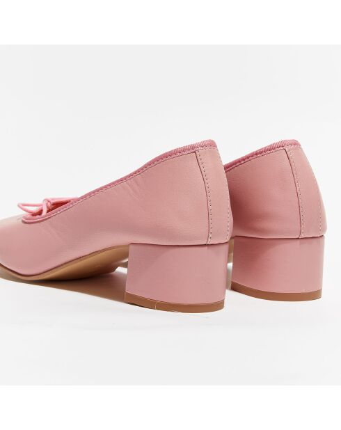 Ballerines en Cuir Albane roses - Talon 4 cm