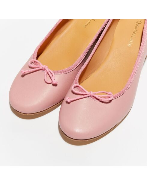 Ballerines en Cuir Albane roses - Talon 4 cm