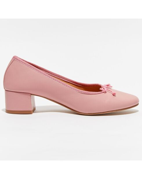 Ballerines en Cuir Albane roses - Talon 4 cm