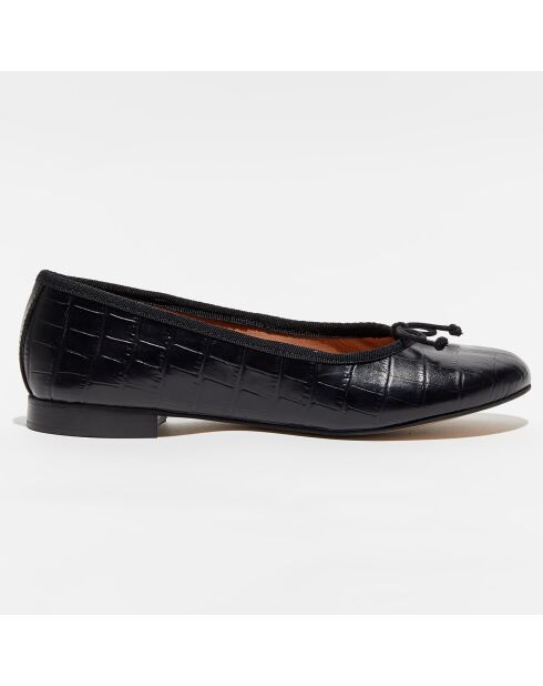 Ballerines en Cuir croco Nicole noires