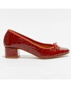 Ballerines en Cuir croco Albane rouges - Talon 4 cm