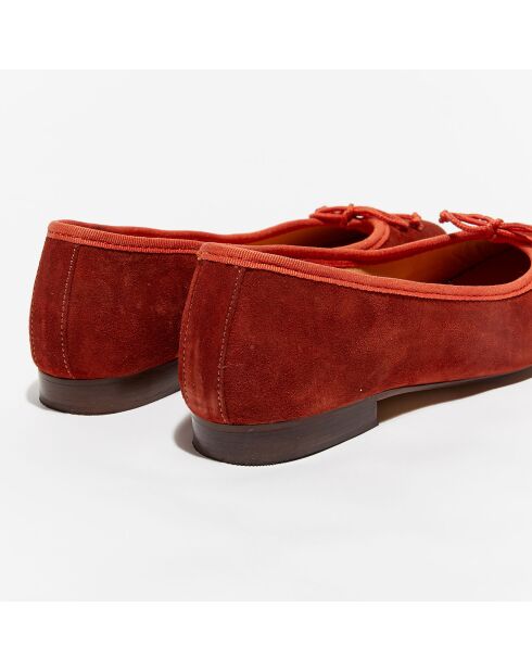 Ballerines en Velours de Cuir Nicole brique