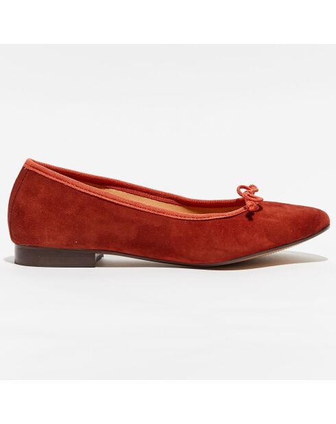 Ballerines en Velours de Cuir Nicole brique