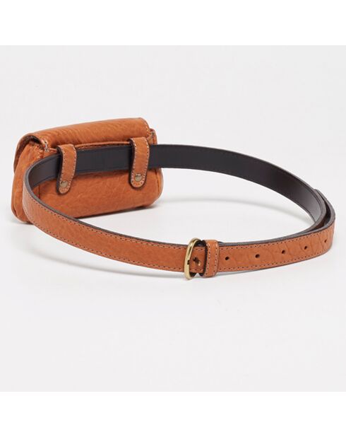 Sac ceinture en Cuir d'Agneau Friend camel - 12x8x4 cm