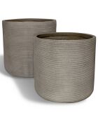 2 Pots ronds en fibre d'argile Porto taupe