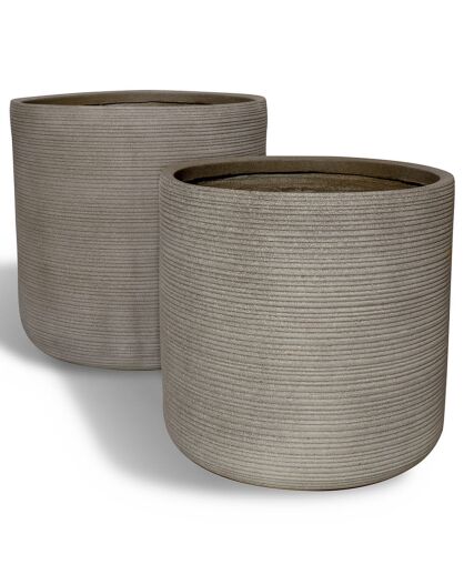 2 Pots ronds en fibre d'argile Porto taupe