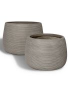 2 Pots ronds en fibre d'argile Aveiro taupe