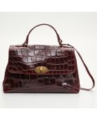 Sac à main en Cuir façon croco Lisa bordeaux - 25x38x14 cm