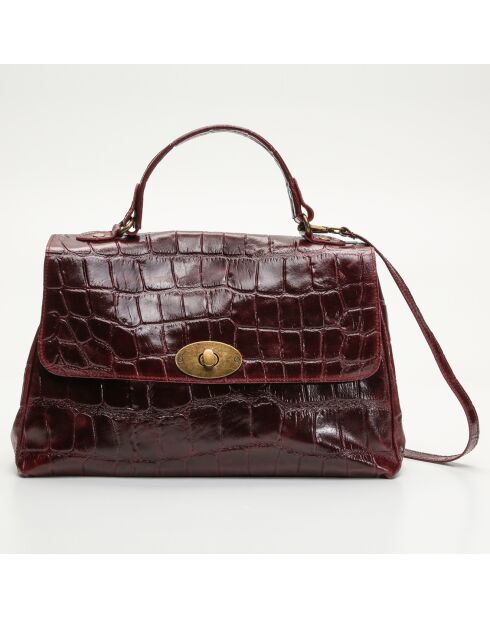 Sac à main en Cuir façon croco Lisa bordeaux - 25x38x14 cm