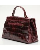 Sac à main en Cuir façon croco Lisa bordeaux - 25x38x14 cm