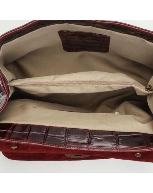 Sac à main en Cuir façon croco Lisa bordeaux - 25x38x14 cm