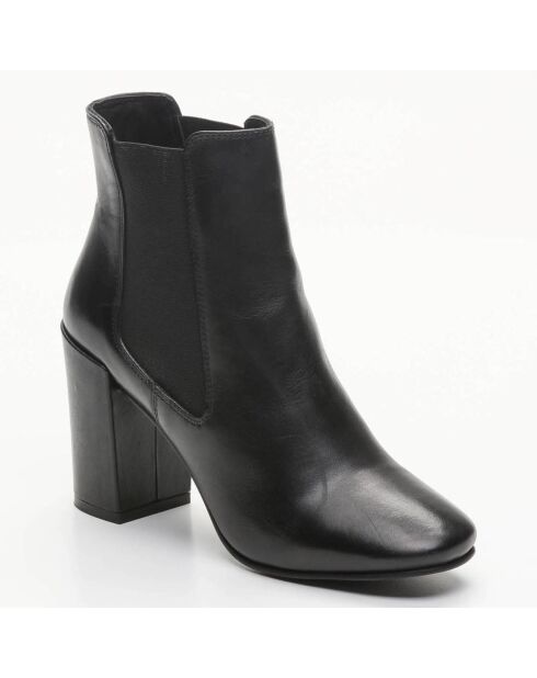 Chelsea Boots en Cuir Polette noires - Talon 8 cm