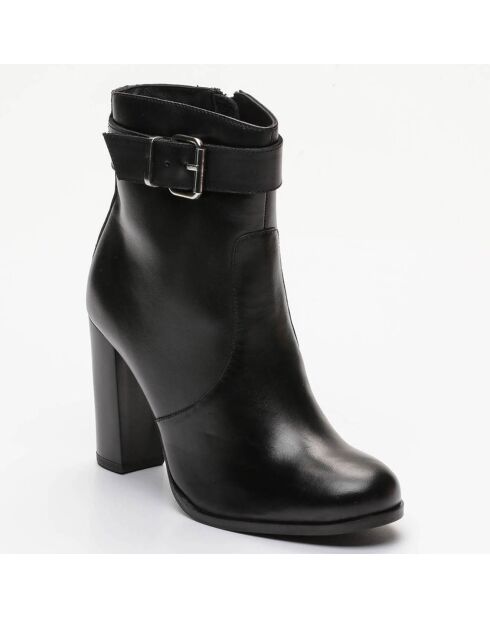 Bottines en Cuir Sixtine noires - Talon 9 cm