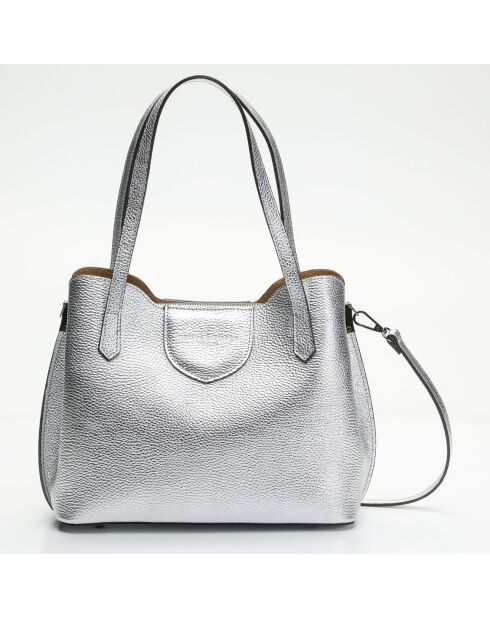 Sac porté épaule en Cuir Rama argenté - 29.5x24x13 cm