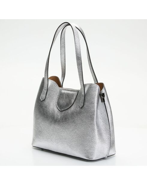 Sac porté épaule en Cuir Rama argenté - 29.5x24x13 cm