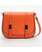 Sac bandoulière en Cuir Tex orange - 25x9x19 cm