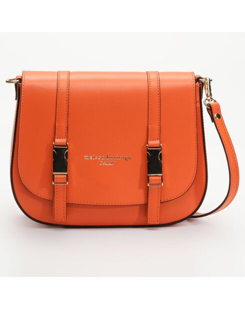 Sac bandoulière en Cuir Tex orange - 25x9x19 cm