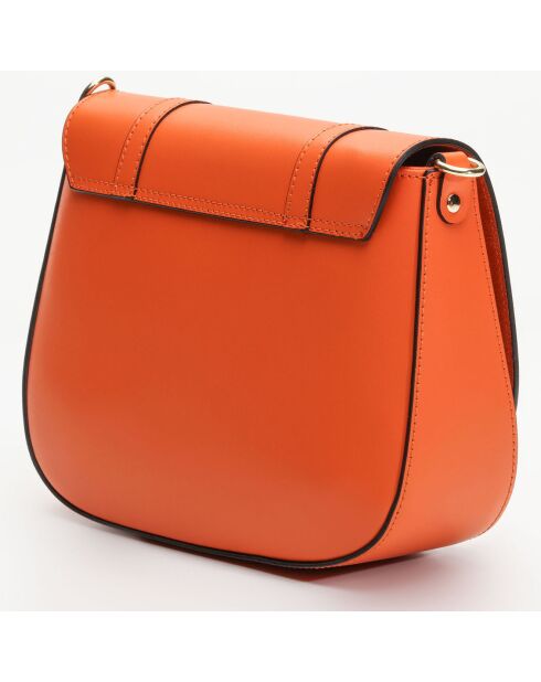 Sac bandoulière en Cuir Tex orange - 25x9x19 cm