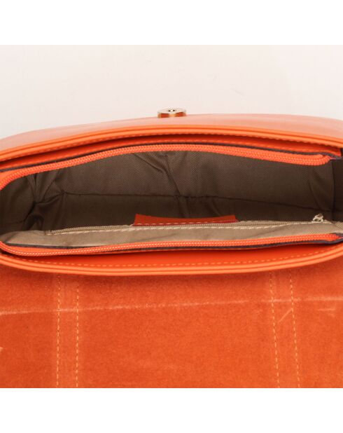 Sac bandoulière en Cuir Tex orange - 25x9x19 cm