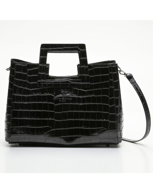 Sac à main en Cuir croco Jane noir - 34x26x11.5 cm