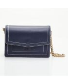 Sac bandoulière en Cuir Kaia bleu/blanc - 22.5x19x9 cm