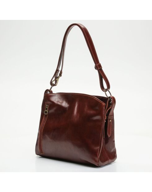 Sac porté épaule en Cuir Malia marron foncé - 30x30x8 cm