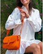 Sac bandoulière en Cuir Monica orange - 24x16x7.5 cm