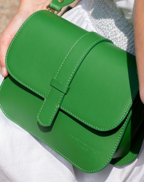Sac bandoulière en Cuir Monica vert - 24x16x7.5 cm