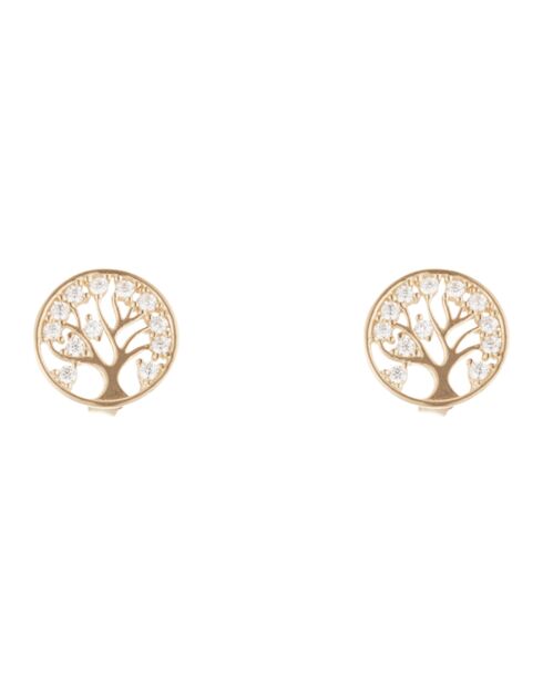 Boucles d'oreilles Arbre de vie Zirconium or jaune