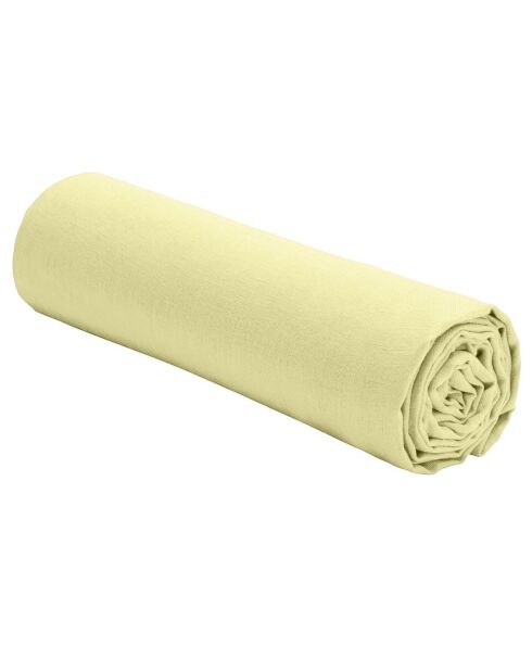 Drap housse en Lin lavé bonnet 30 cm Beurre jaune