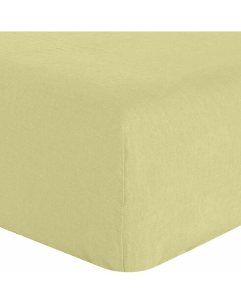 Drap housse en Lin lavé bonnet 30 cm Beurre jaune