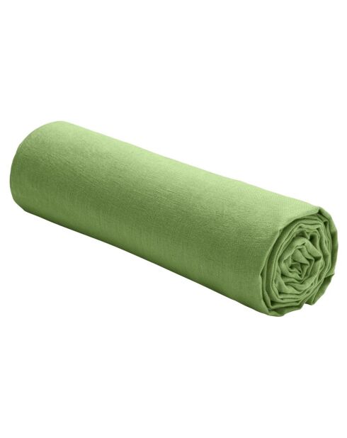 Drap housse en Lin lavé bonnet 30 cm Kiwi vert