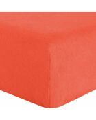 Drap housse en Lin lavé bonnet 30 cm Flamme orange