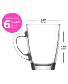6 Tasses à café transparentes - 30 cl