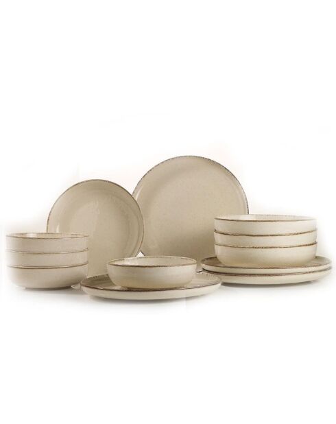 Service de table en porcelaine crème - 12 pièces
