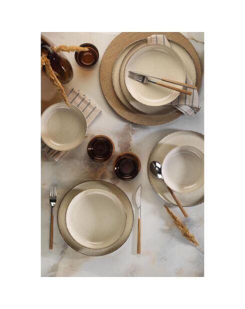 Service de table en porcelaine crème - 12 pièces