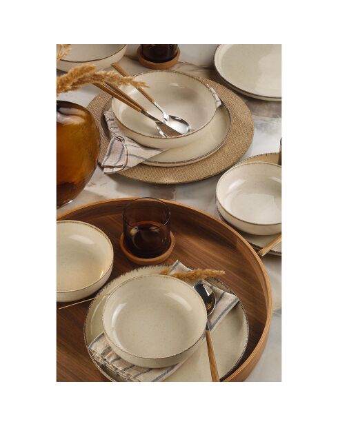 Service de table en porcelaine crème - 12 pièces