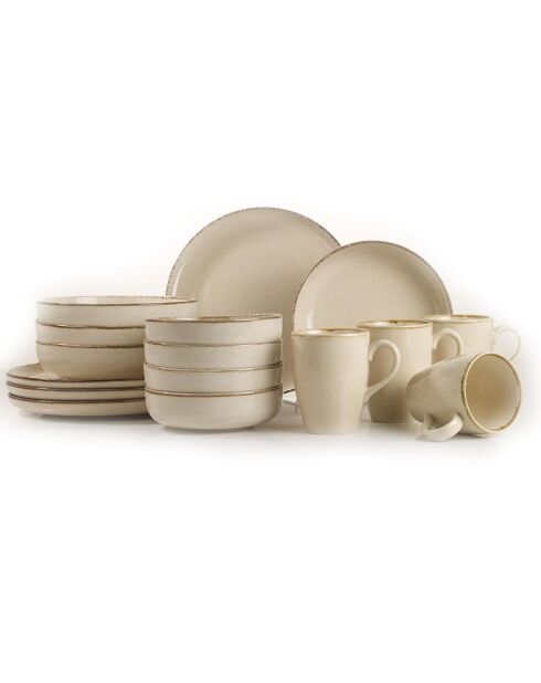 Service de table en porcelaine crème - 16 pièces