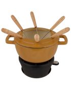 Service à fondue Fontestic avec 6 fourchettes jaune - 18x18x18 cm