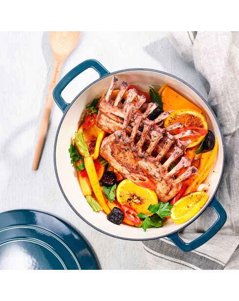 Faitout Fontestic en fonte avec couvercle vert - 28x28x13 cm