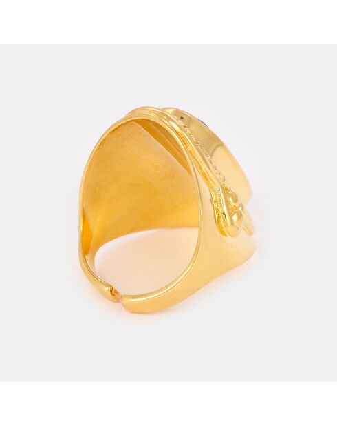 Bague ajustable Labradorite en laiton doré