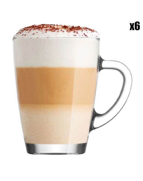 6 Tasses à café transparentes - 30 cl
