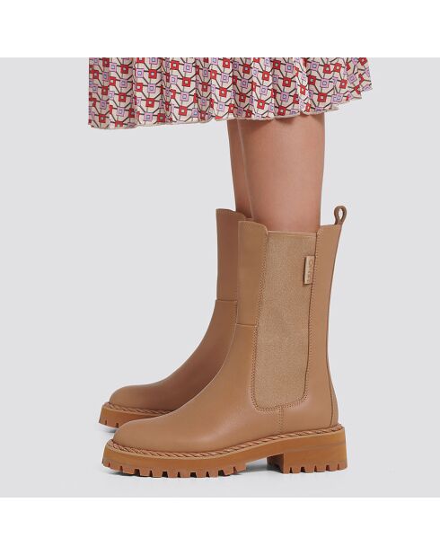 Chelsea Boots en Cuir Onna beiges