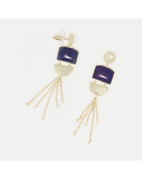 Boucles d'oreilles Peryne Lapis en Laiton doré
